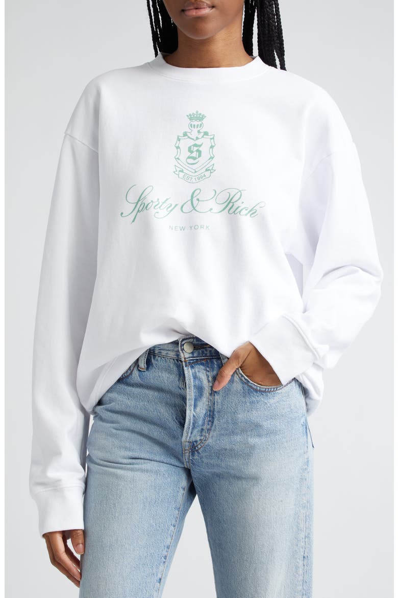 Vendome Cotton Graphic Sweatshirt, Alternate, color, WHITE