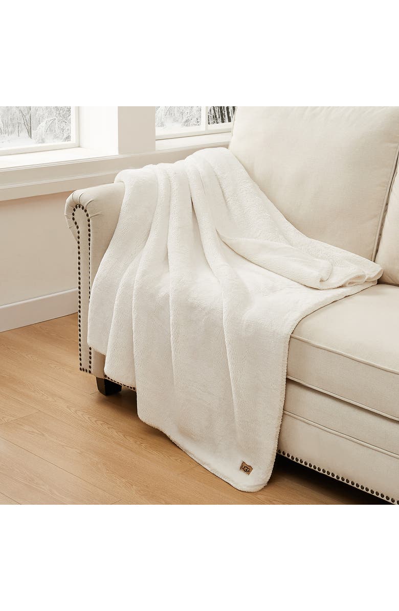UGG<sup>®</sup> Whitecap Fleece Throw Blanket, Alternate, color, Snow