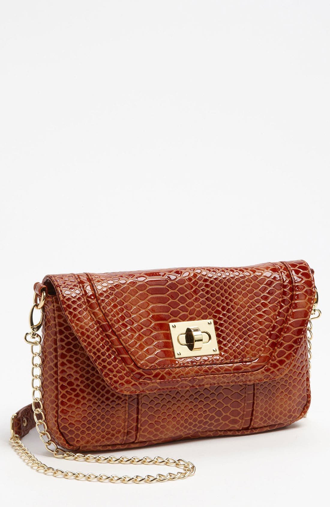 by Steve Madden 'Sugar' Snake Embossed Clutch, Main, color, COGNAC SNAKE