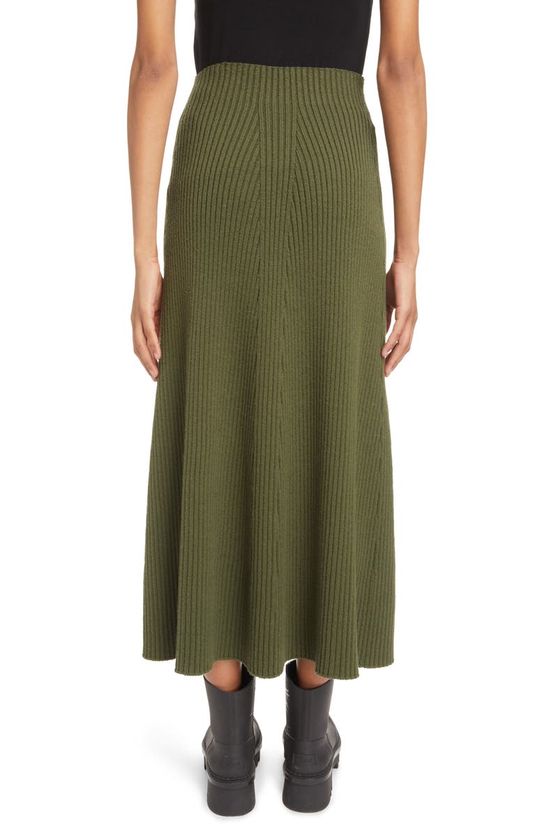 Chloé Directional Rib Wool A-Lline Skirt, Alternate, color, 3F5-Smoky Leaf