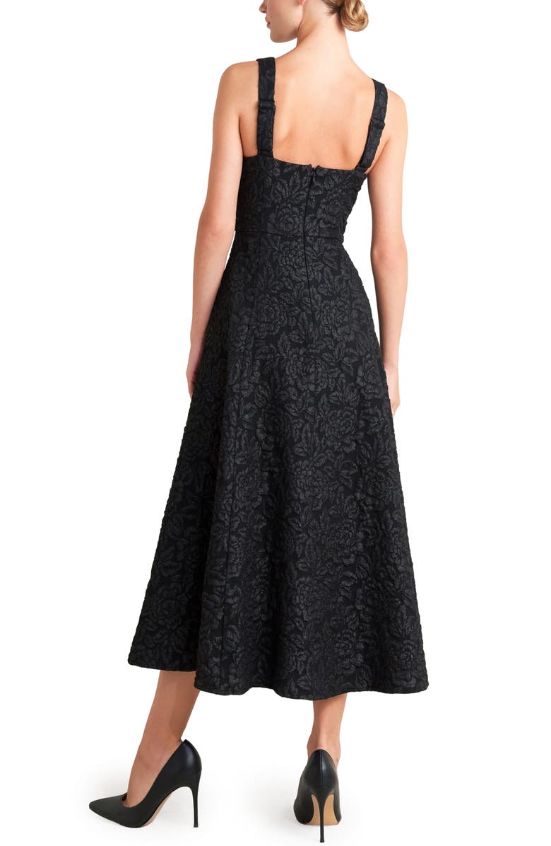 FREEMARKET Floral Jacquard Midi Cocktail Dress, Alternate, color, Black