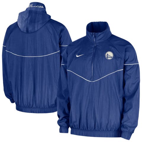 Men
s Nike  Royal Golden State Warriors Courtside Windrunner Woven Half-Zip Hooded Jacket