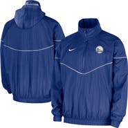 Nike Men's Nike  Royal Golden State Warriors Courtside Windrunner Woven Half-Zip Hooded Jacket