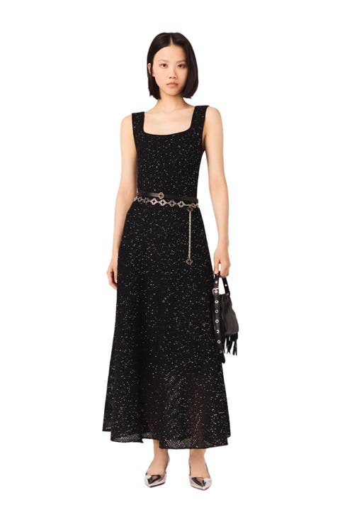 Rhinestone knit maxi dress