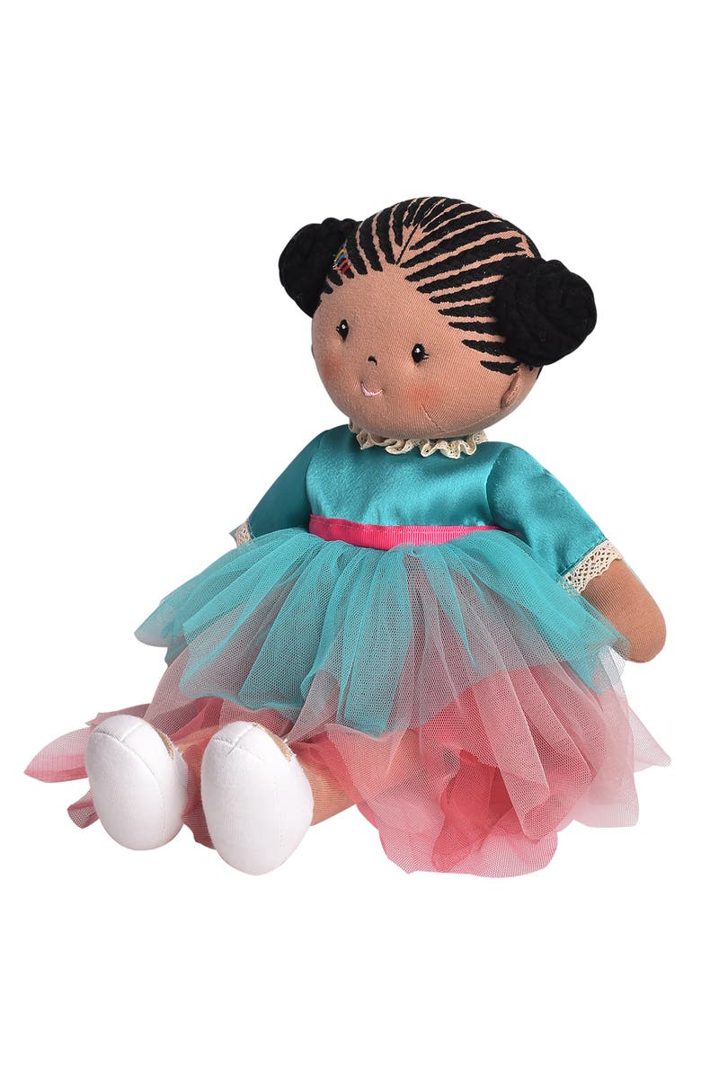 Bonikka Tikiri Toys Kessie Fabric Baby Doll with Dark Skin & Hair 6 Months+, Alternate, color, Multicolored