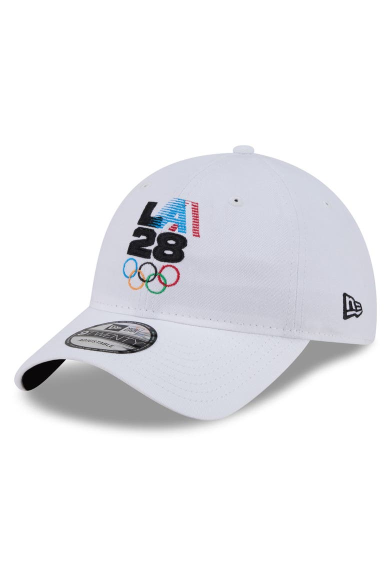 Men's New Era  White LA28 9TWENTY Adjustable Hat, Main, color, White