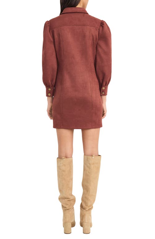The Good Journey Long Sleeve Faux Suede Minidress In Brown