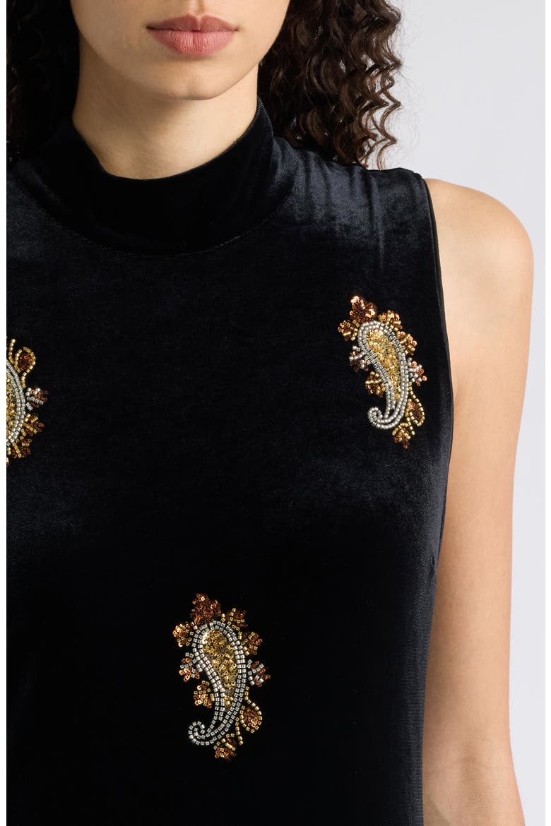 The Vani Velvet Maxi Dress, Alternate, color, NOIR/ BRONZE GOLD