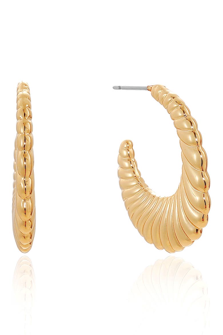 Ribbed Hoop Earrings, Main, color, GOLD