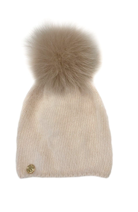 Vanya Beige Cashmere Kids
 Faux Fur Beanie Hat (Baby)