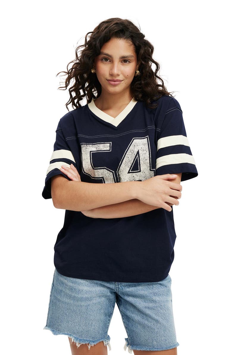 Cotton On Women's V Neck Oversized Graphic Tee, Alternate, color, Winter Night 54