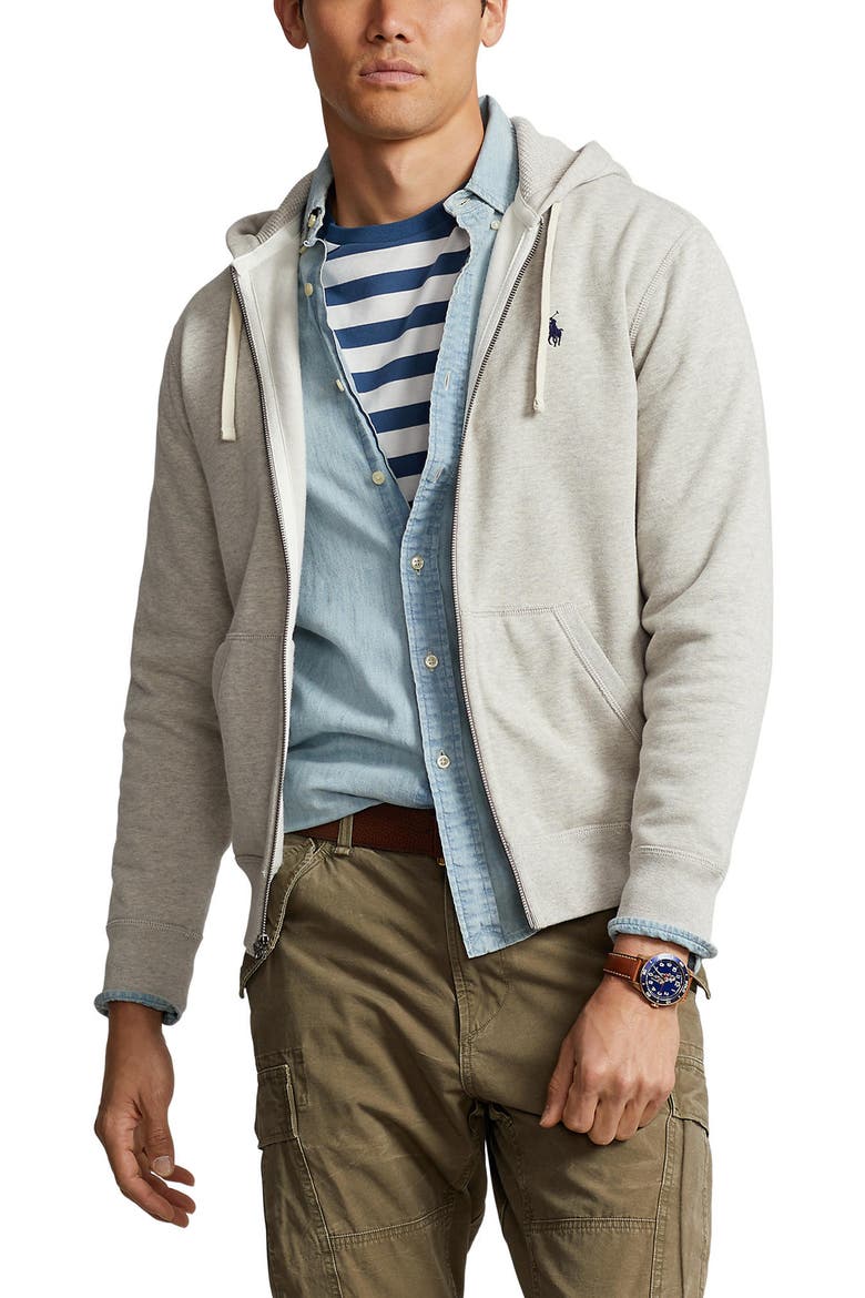 Cotton Blend Fleece Zip Front Hoodie, Main, color, LIGHT SPORT HEATHER