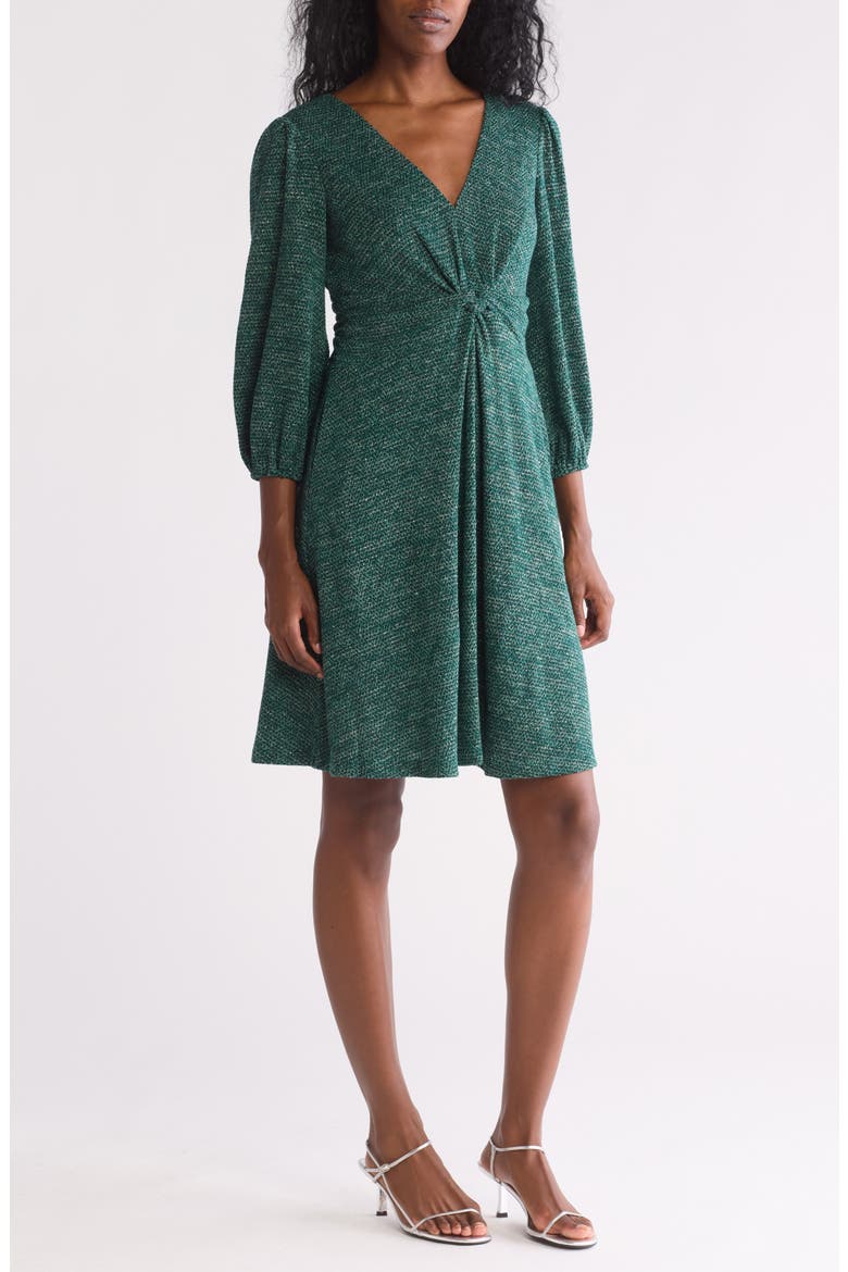 Twist Front Long Sleeve Midi Dress, Main, color, HUNTER