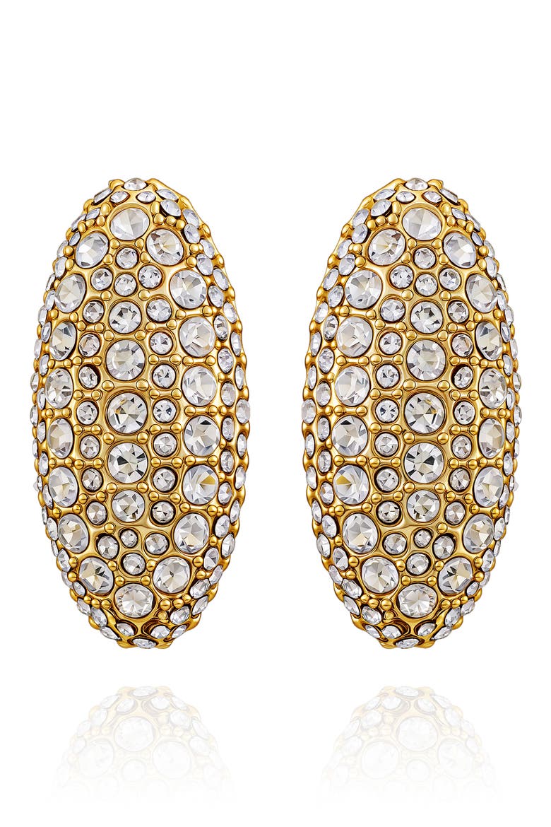 Pavé Oval Stud Earrings, Main, color, GOLDTONE