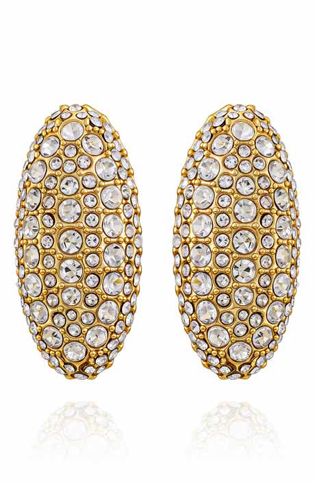 Pavé Oval Stud Earrings