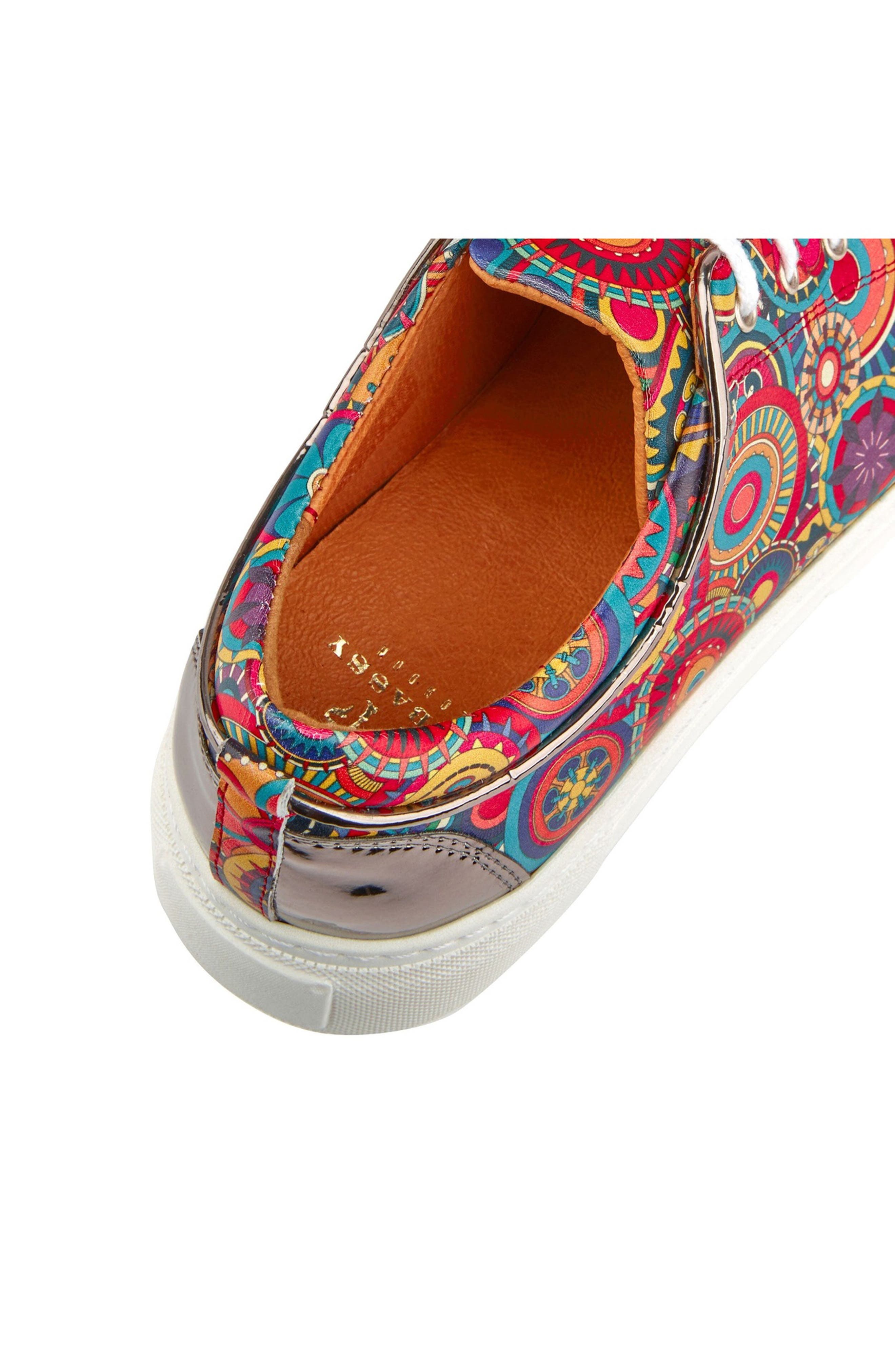 Camila Water Resistant Lace-Up Sneaker, Alternate, color, BLUE MULTI PATTERN