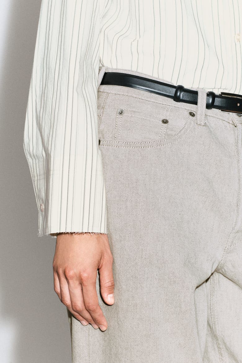Bonded-Paneled Cotton Shirt, Alternate, color, BUTTERMILK / GRAY / STRIPED
