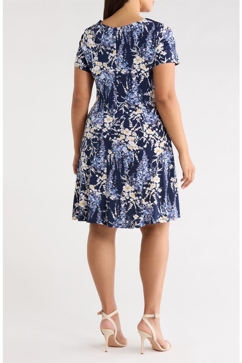 Floral Fit & Flare Dress, Alternate, color, SLATE