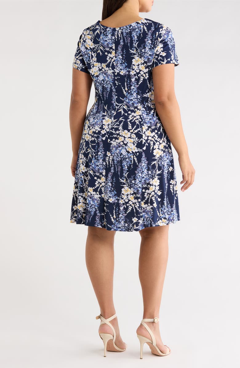 Connected Apparel Floral Fit & Flare Dress, Alternate, color, Slate