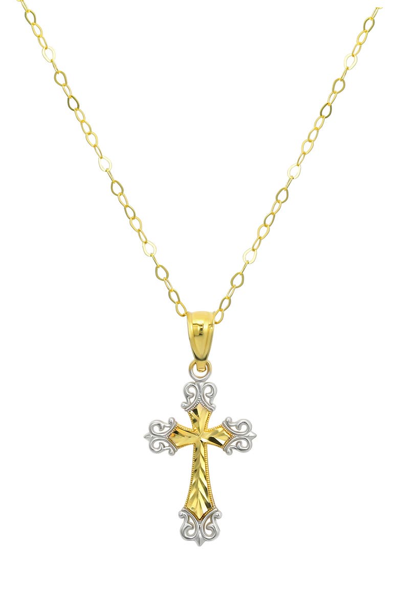 CANDELA JEWELRY Two-Tone Filigree Cross Pendant Necklace, Main, color, 
