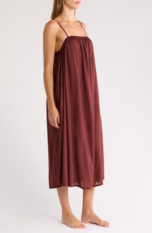 Nordstrom Vacation Linen Blend Nightgown In Burgundy