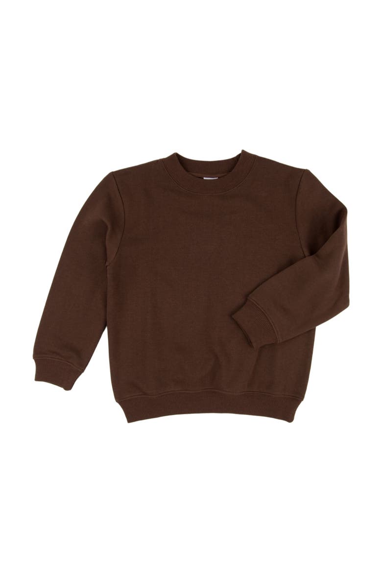 Kids Pullover Sweatshirt, Long Sleeve, Solid Colors, Alternate, color, BROWN