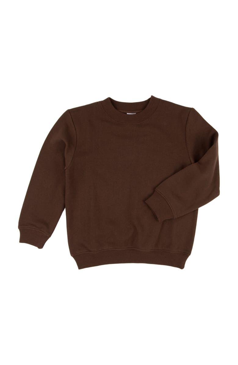 Leveret Kids Pullover Sweatshirt, Long Sleeve, Solid Colors, Alternate, color, Brown