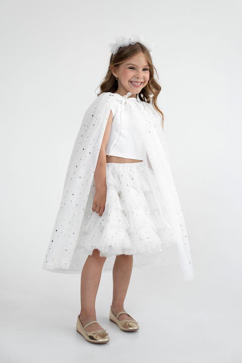 To Moon Gold Foil Star Tulle Skirt & Cape Set (Little Kid & Big Kid)