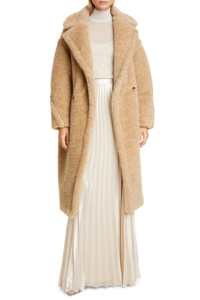 Park Metallic Faux Fur Teddy Bear Coat, Main, color, ALBINO