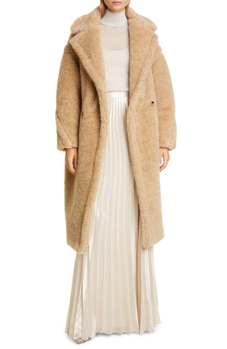 Max Mara Park Metallic Faux Fur Teddy Bear Coat, Main, color,