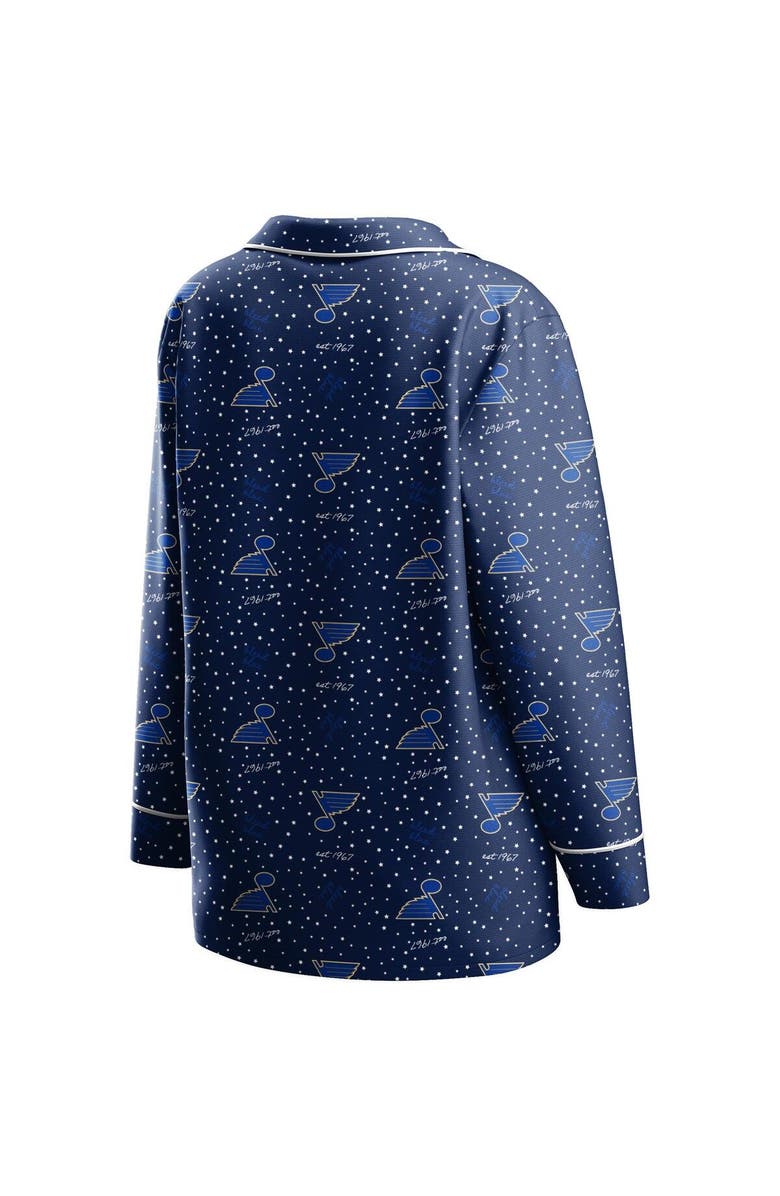 WEAR by Erin Andrews Women's WEAR by Erin Andrews Navy St. Louis Blues Long Sleeve Button-Up Shirt & Pants Sleep Set, Alternate, color, 