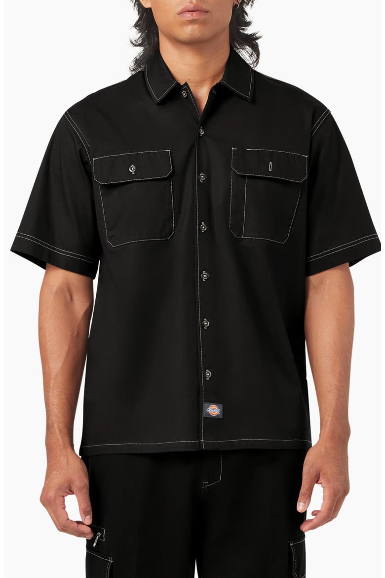 Riverbend Short Sleeve Button-Up Work Shirt, Main, color, BLACK