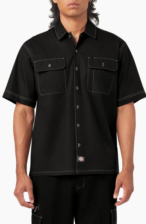 Dickies Riverbend Short Sleeve Button-up Work Shirt In Black