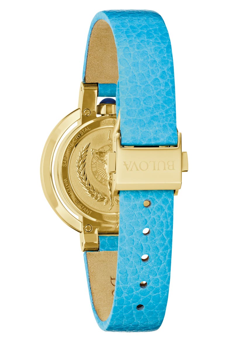 Rubaiyat Reconstituted Turquoise Leather Strap Watch, 30.5mm, Alternate, color, BLUE