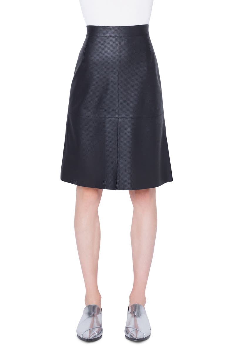Akris punto Perforated Leather Skirt, Main, color,