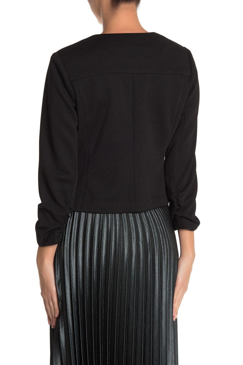 Pique Cropped Blazer, Alternate, color, BLACK