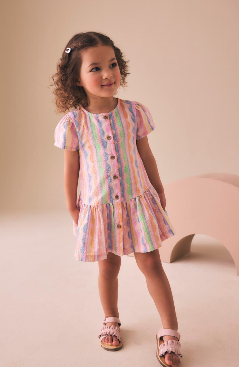 NEXT Kids' Abstract Stripe Woven Dress, Alternate, color, Neutral