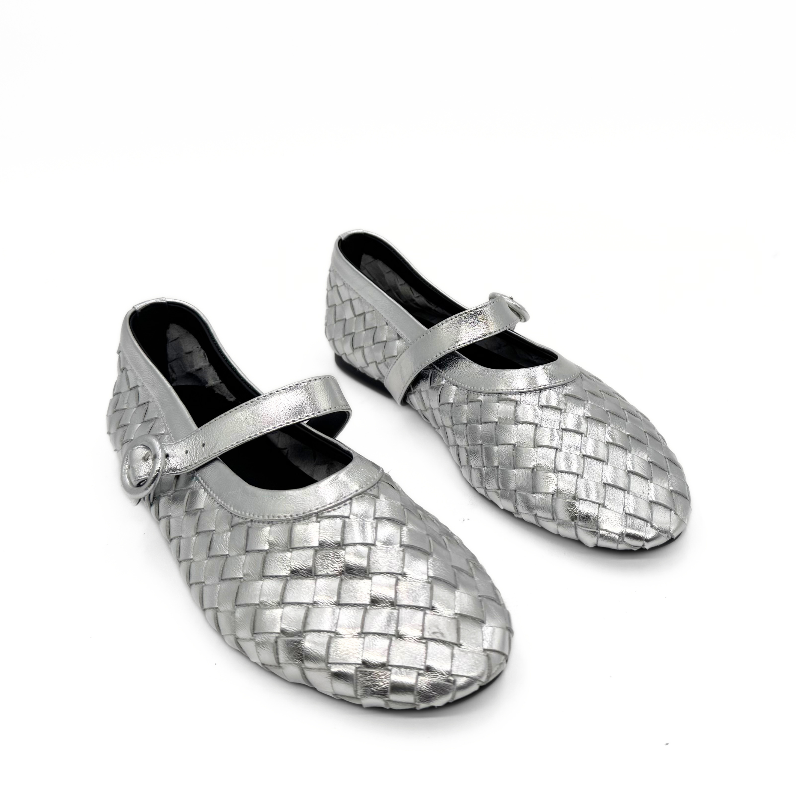 Rena Woven Mary Janes, Alternate, color, Silver