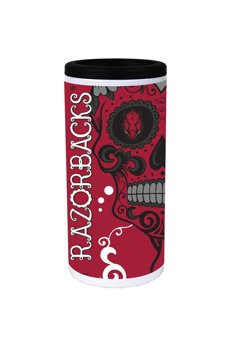 Arkansas Razorbacks Dia Stainless Steel 12oz. Slim Can Cooler, Main, color, White
