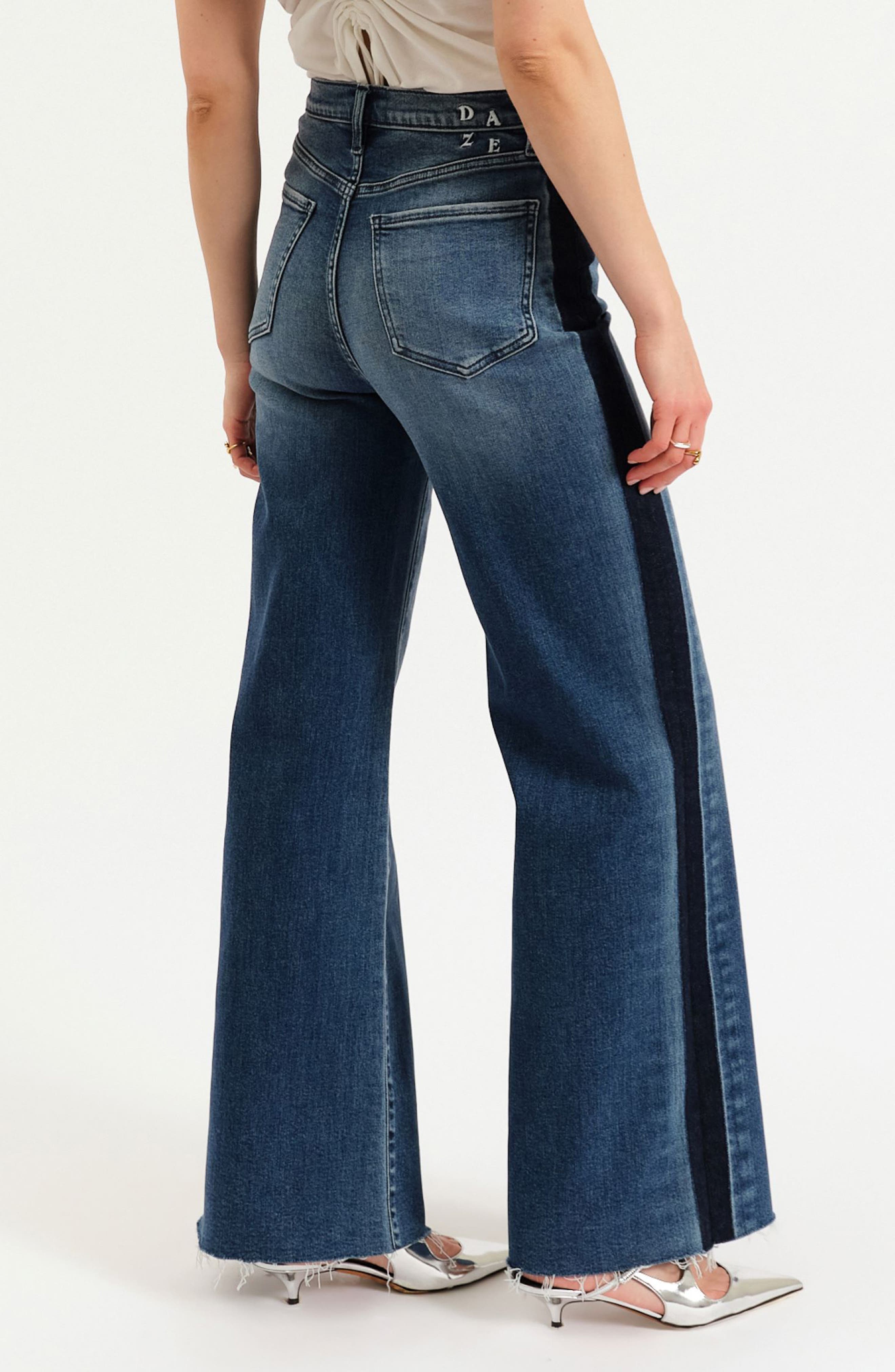 DAZE Far Out High Waist Raw Hem Wide Leg Jeans (Women) | Nordstrom