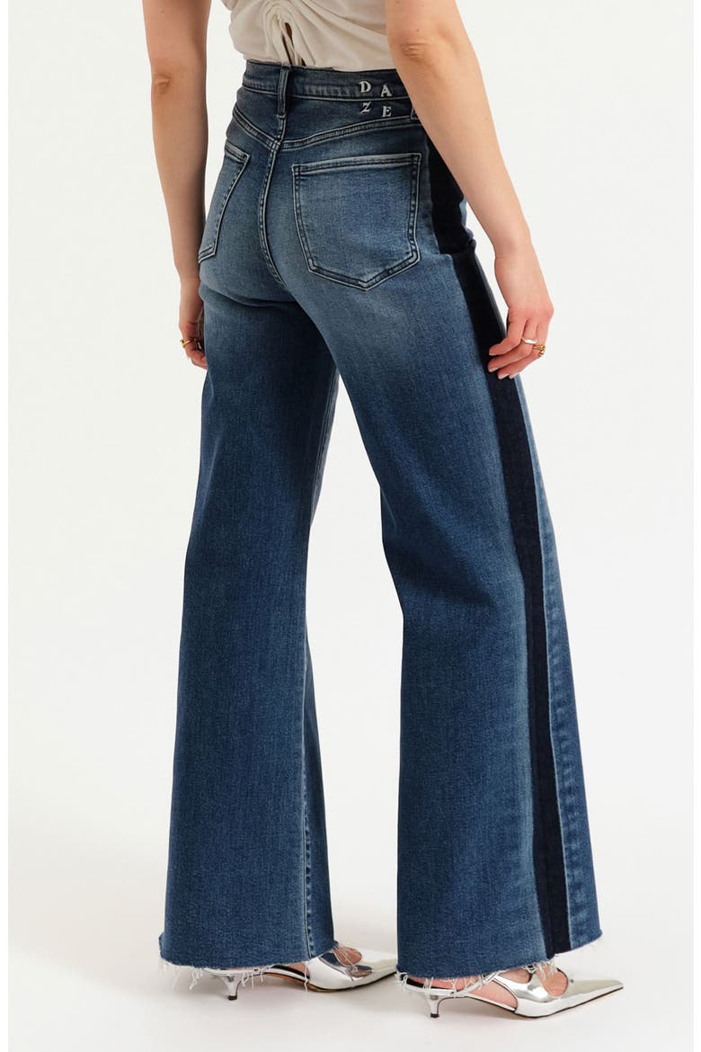 Far Out High Waist Raw Hem Wide Leg Jeans, Alternate, color, TUXEDO
