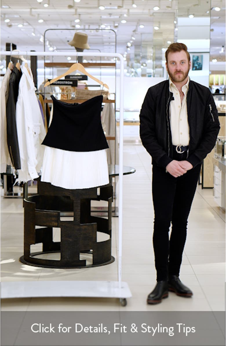 Pleated Strapless Mixed Media Minidress, sales video thumbnail