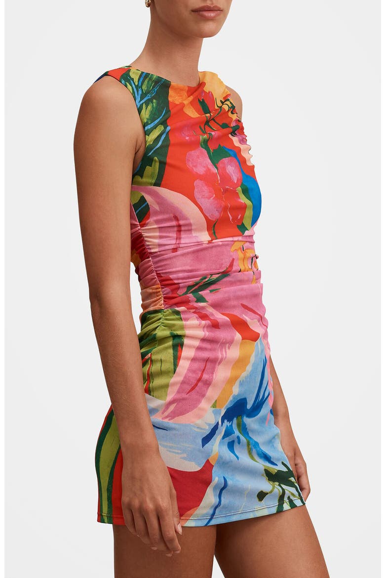 Lucille Ruched Mesh Minidress, Alternate, color, SOLA TROPICAL