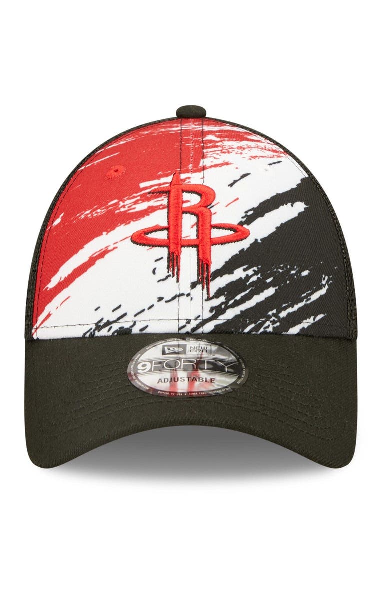 New Era Men's New Era Black Houston Rockets Marble 9FORTY Trucker Snapback Hat, Alternate, color, 