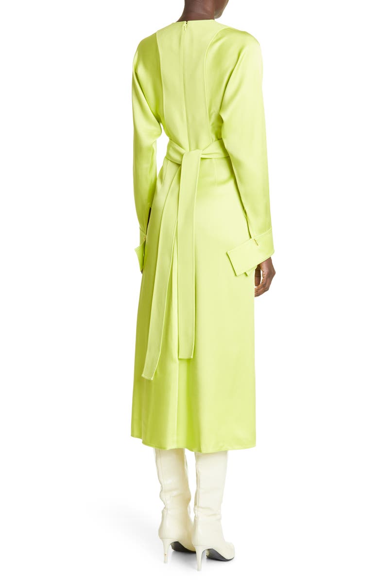 Victoria Beckham Long Sleeve Satin Wrap Midi Dress, Alternate, color,