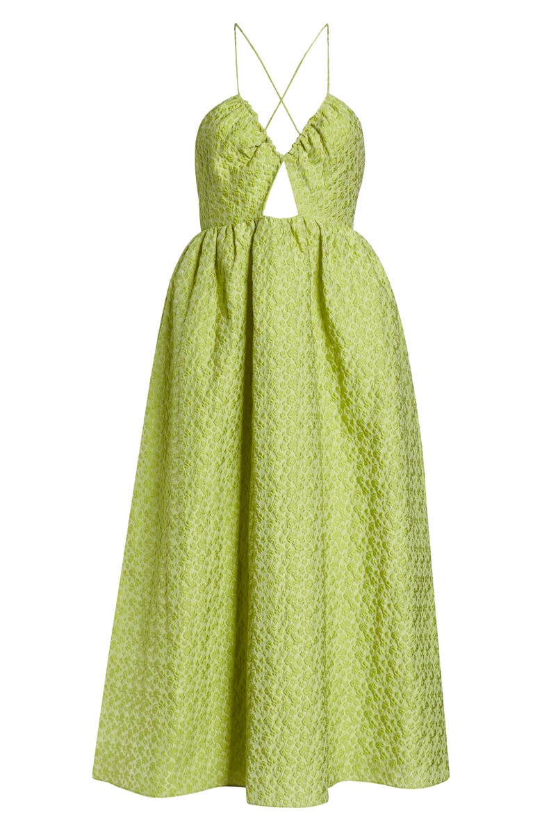 ASOS DESIGN Cutout Brocade Dress, Alternate, color, Medium Green