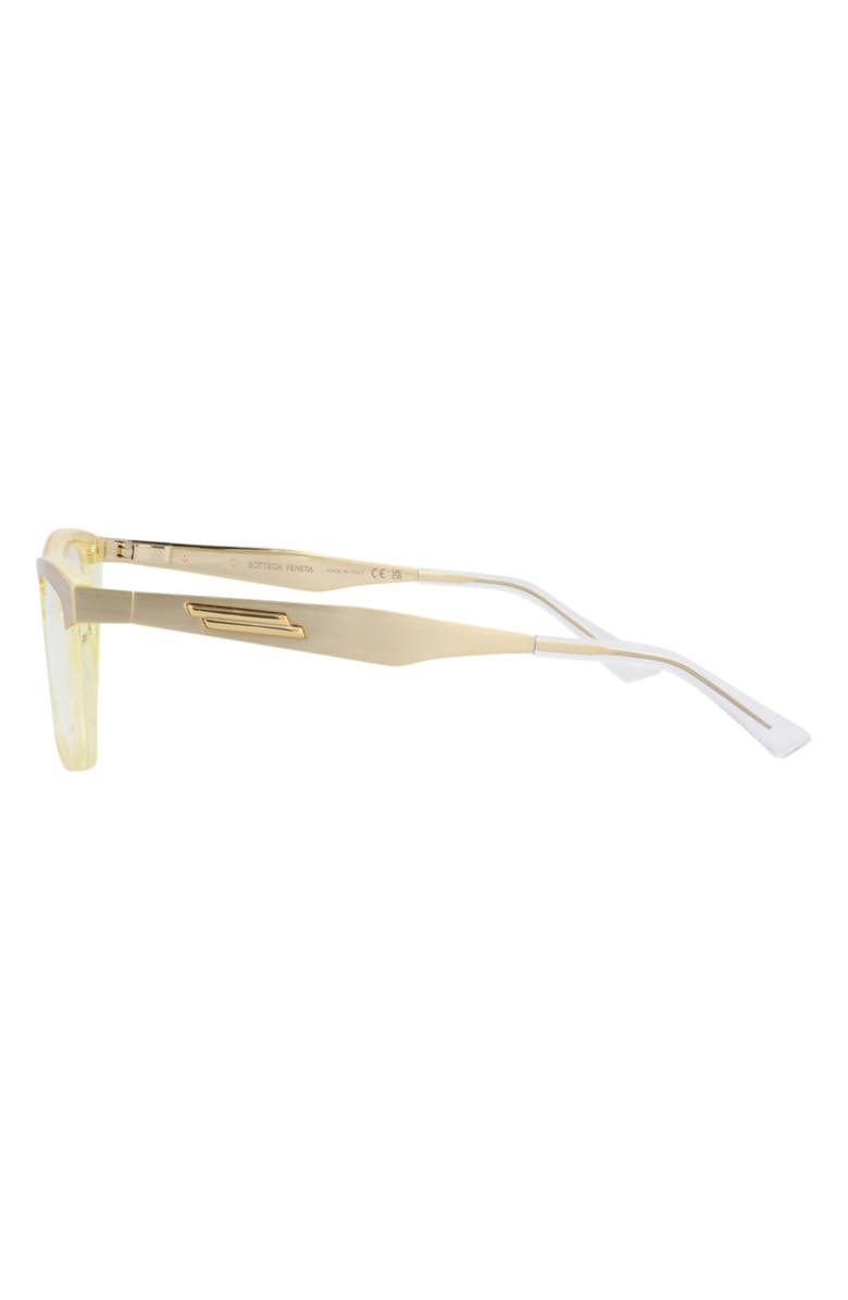Bottega Veneta 57mm Rectangular Optical Glasses, Alternate, color, Gold Gold Transparent