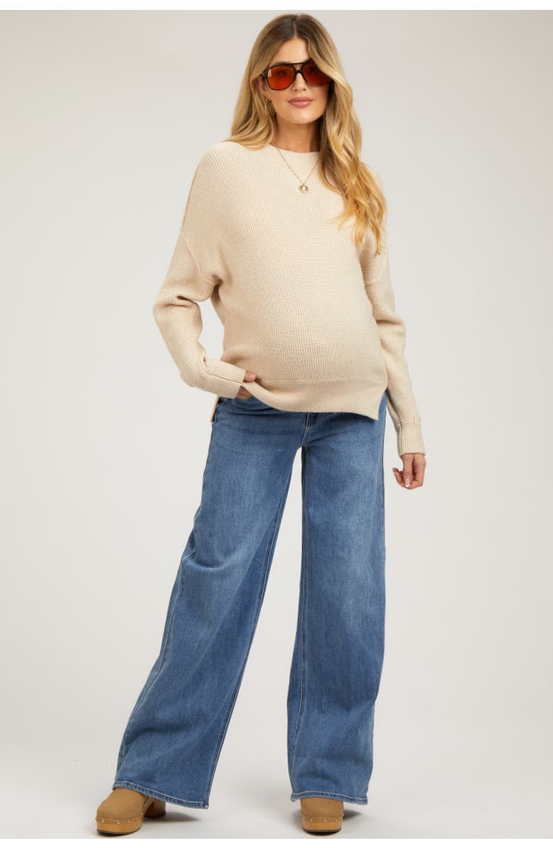 PinkBlush Wide Leg Maternity Jeans, Main, color, Blue