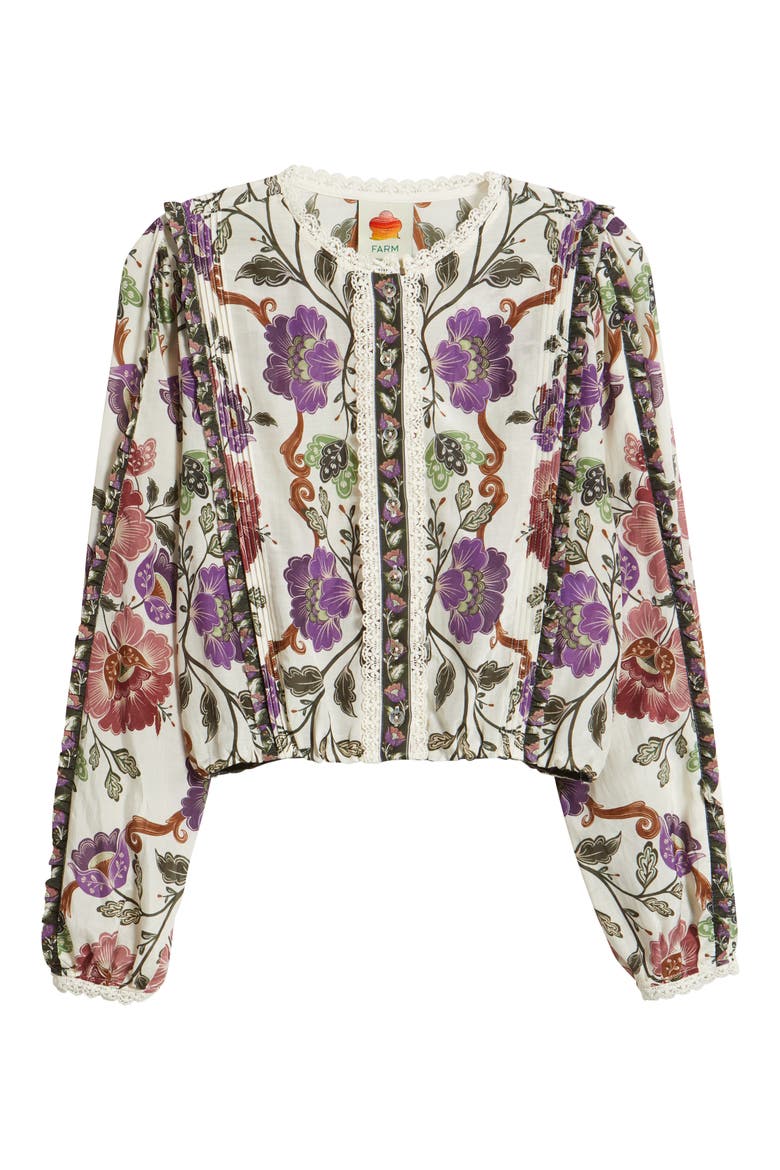 Rococo Floral Lace Trim Blouse, Alternate, color, ROCOCO FLOWERS CREAM