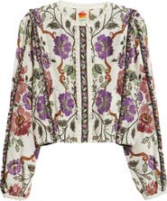 FARM Rio Rococo Floral Lace Trim Blouse